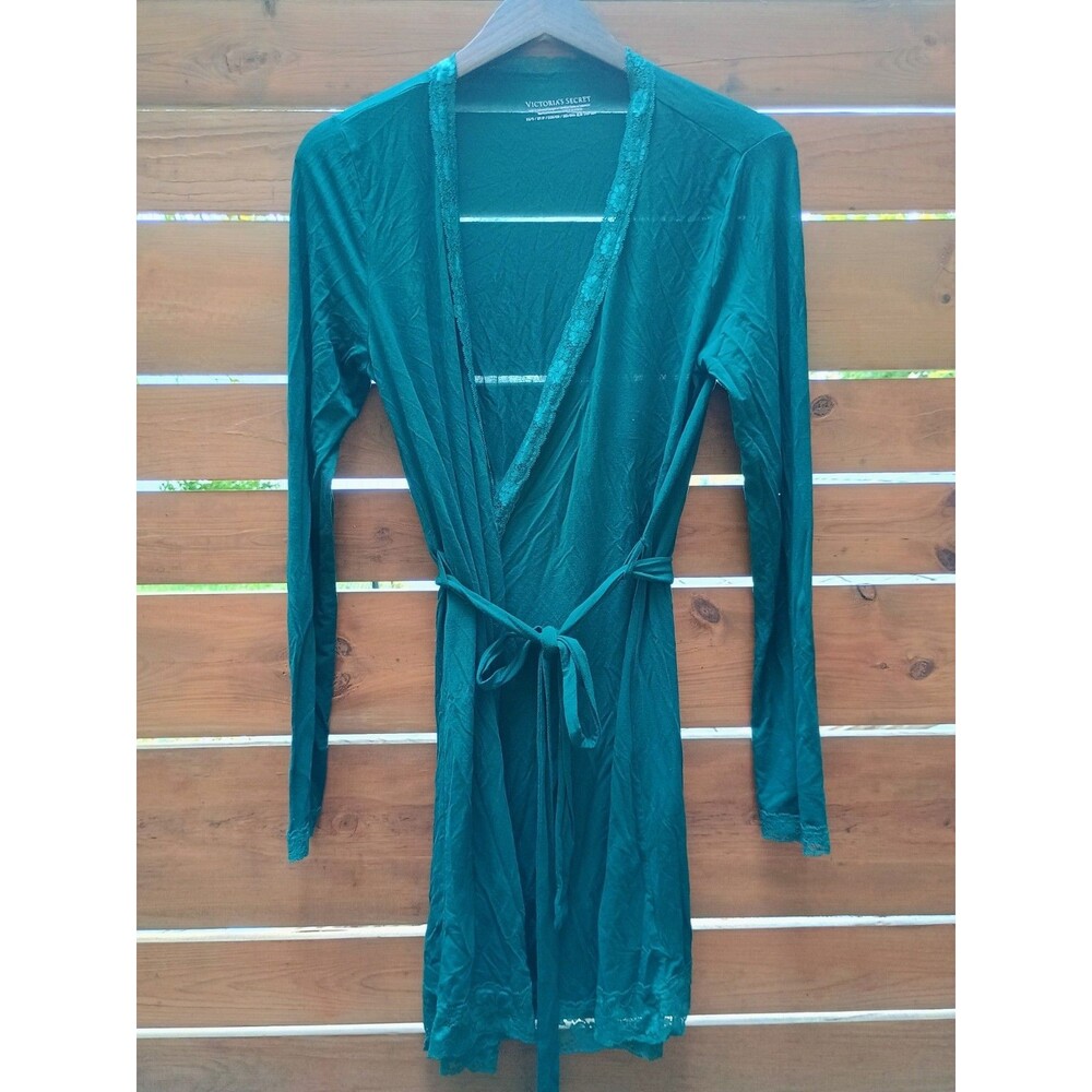 VICTORIAS SECRET Modal Lace Teal Turqoise Robe Size XS/S